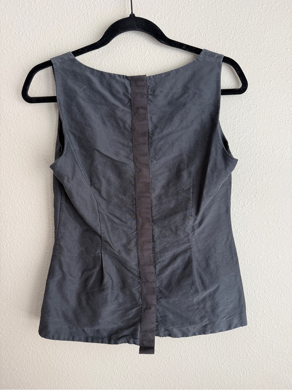COS Sz M Charcoal Gray Sleeveless Cotton Silk Corset Blouse Top Button Back 38 - Picture 5 of 7